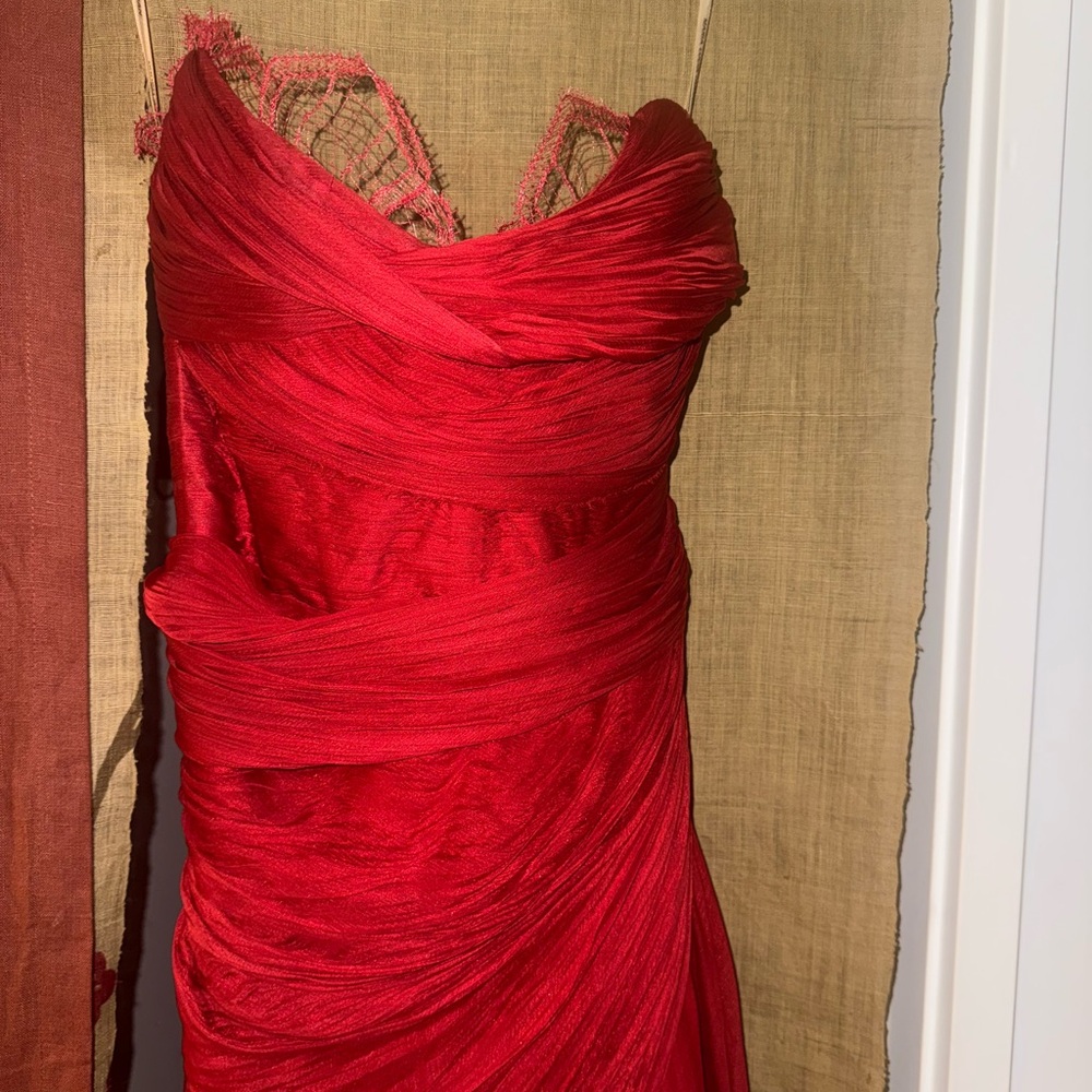 Maria Lucia Hohan 
Jolie Gown in Salsa size 4
Red Strapless Dress - Picture 2 of 16